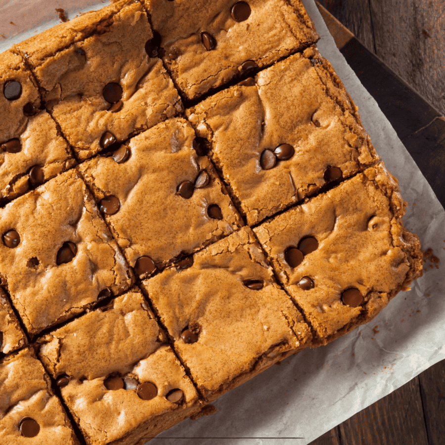 Chocolate Chip Cookie Bars cut into squares
