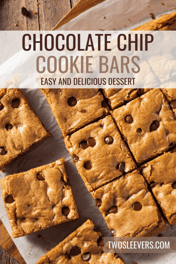 Chocolate Chip Cookie Bars Pin with text overlay