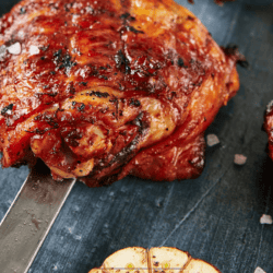 Close up image of gochujang chicken