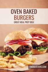 Oven Baked Burgers Pin with text overlay