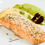 Parmesan Crusted Salmon on a white plate - 13