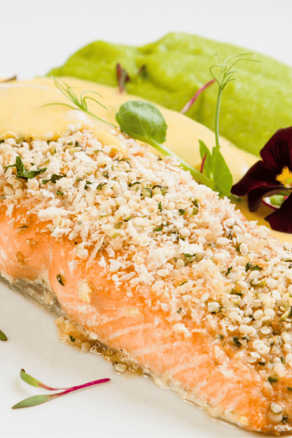 Parmesan Crusted Salmon on a white plate