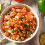 Overhead image of Pico de Gallo in a white bowl - 9