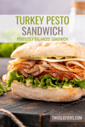 Turkey Pesto Sandwich Pin with text overlay