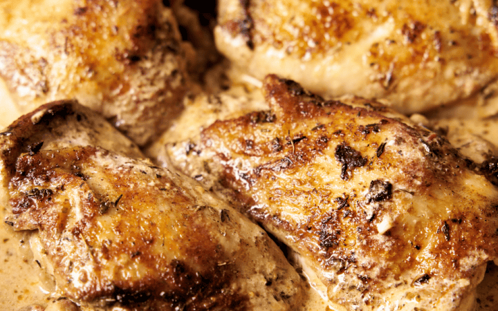 Close up image of Creamy Cajun Chicken Thighs