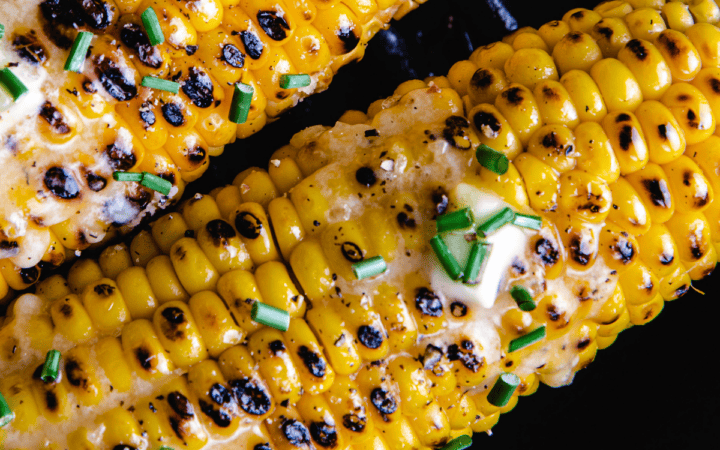 Close up image of Cajun corn on the cob