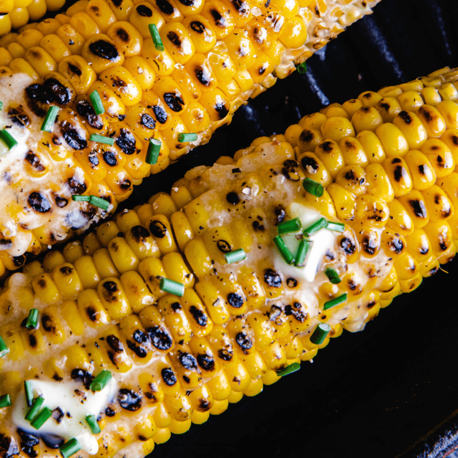 Close up image of Cajun corn on the cob