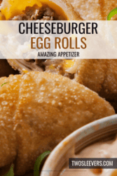Cheeseburger Egg Rolls Pin with text overlay