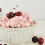 Close up image of cherry fluff in a white bowl - 8