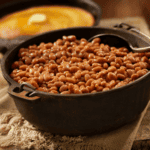 Large Cast Iron Pot full of Baked Beans - 8