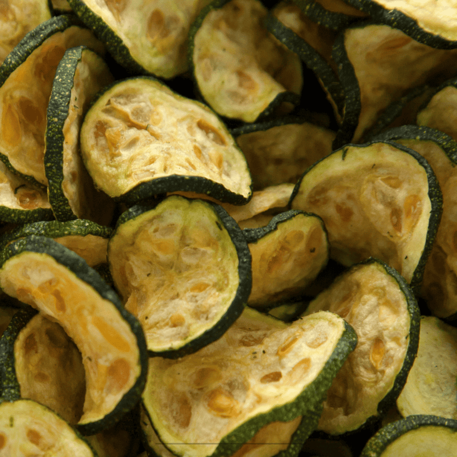 Overhead image of air fryer cucumber chips