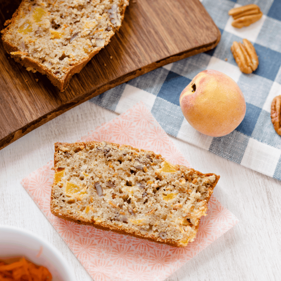 Overhead image of Sliced Peach Bread