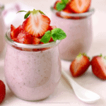 Two jars of Strawberry Mousse with fresh strawberry garnish - 8