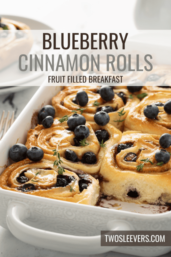 Blueberry Cinnamon Rolls Pin with text overlay