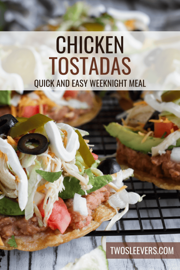 Chicken Tostadas Pin with text overlay