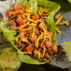 Close up image of ground beef lettuce wraps
