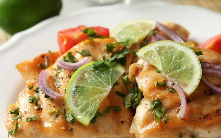 Tequila Lime Chicken on a white plate