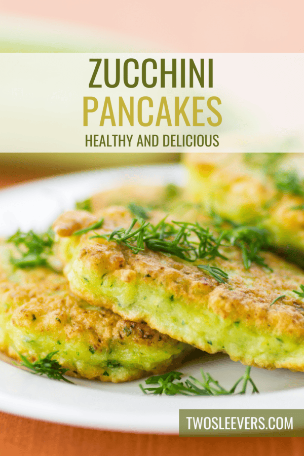 Zucchini Pancakes Pin with text overlay