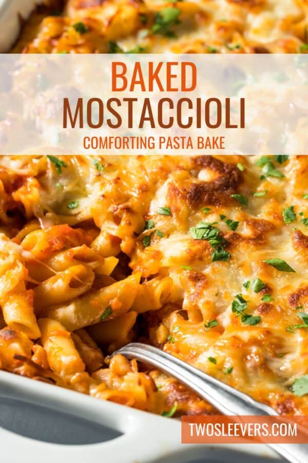 Baked Mostaccioli Pin with text overlay