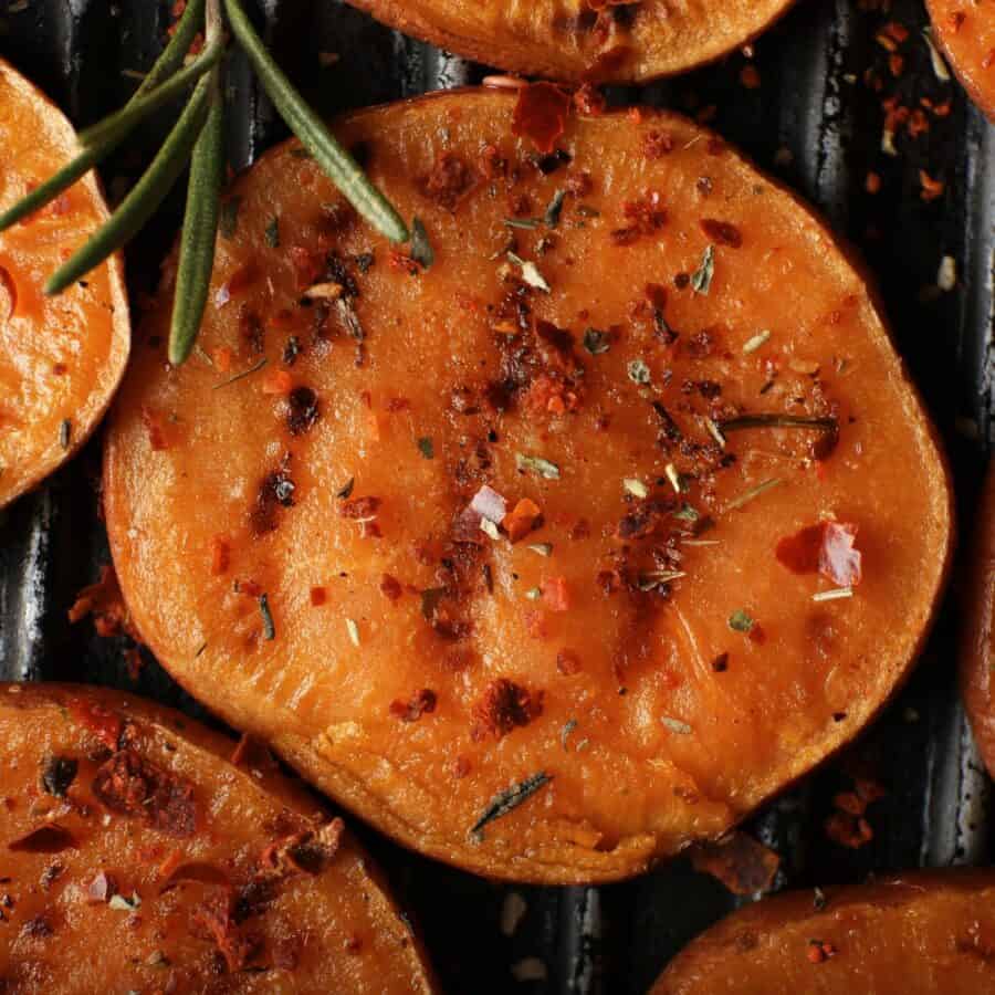 Close up image of Grilled Sweet Potatoes