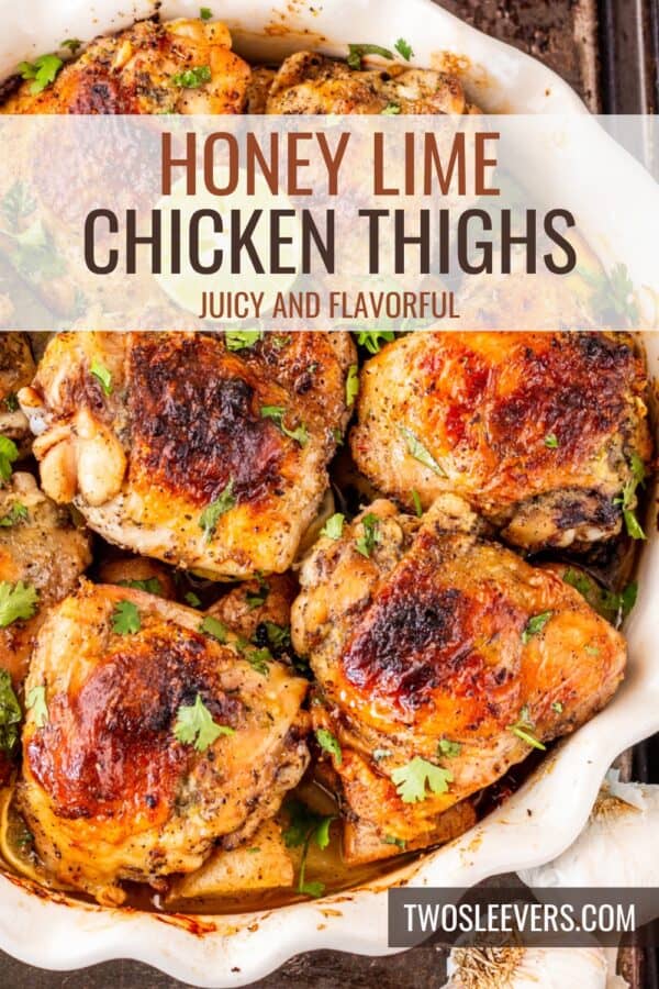 Honey Lime Chicken Thighs Pin with text overlay