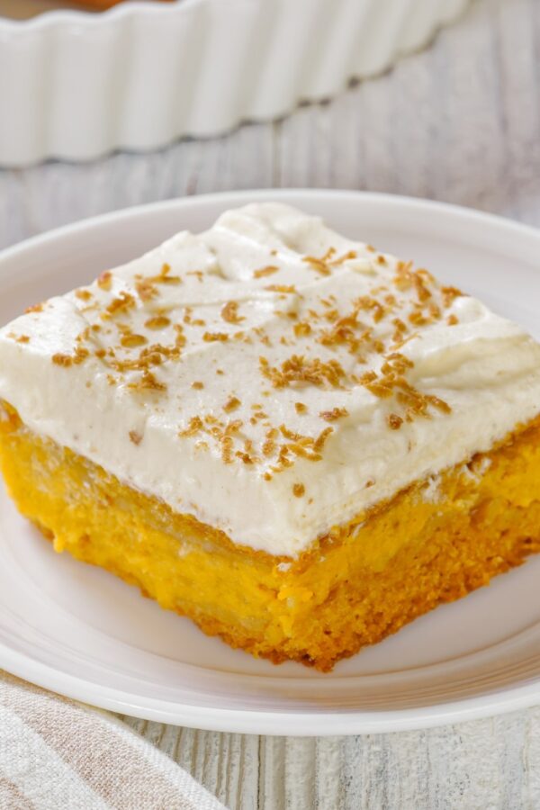 Close up image of Pumpkin Bars with Cream Cheese Frosting