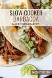 Slow Cooker Barbacoa Pin with text overlay