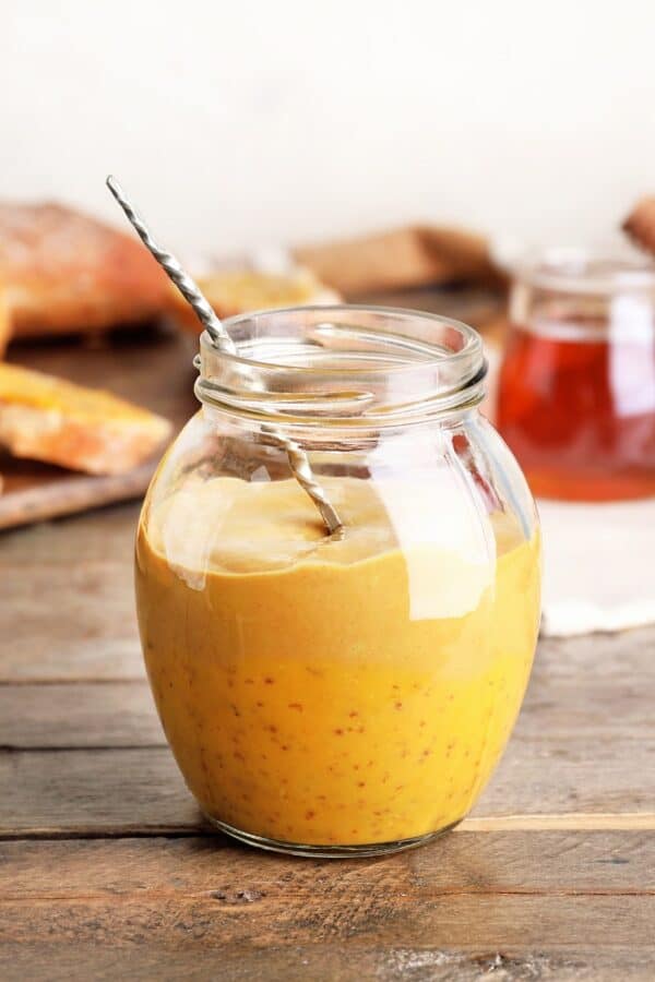 Honey Mustard Sauce in a glass jar