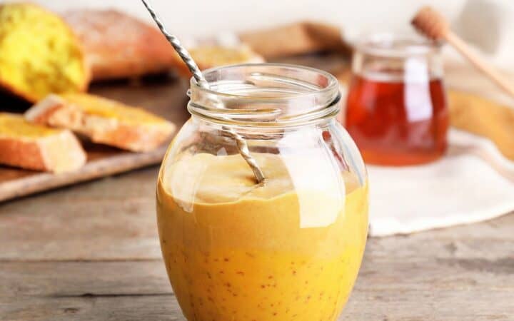 Honey Mustard Sauce in a glass jar