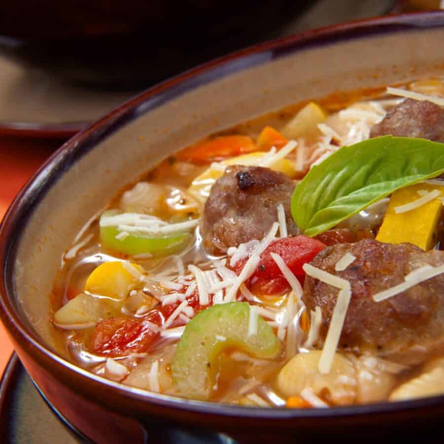 Close up image of Meatball Soup in a bowl