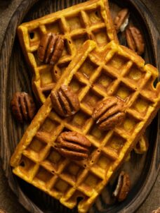 Pumpkin Pecan Waffles | Flavorful Fall Favorite Breakfast