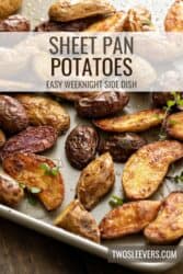 Sheet Pan Potatoes Pin with text overlay