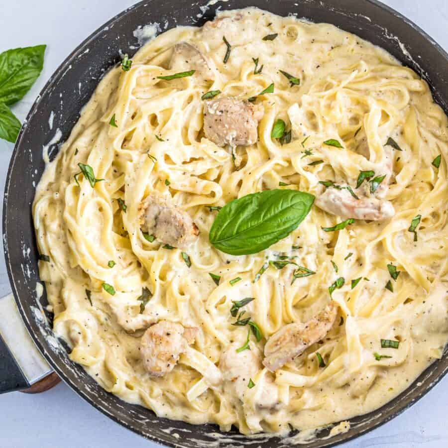 Overhead image of Crock Pot Chicken Alfredo