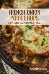 French Onion Pork Chops Pin with text overlay