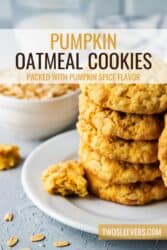 Pumpkin oatmeal cookies Pin with text overlay