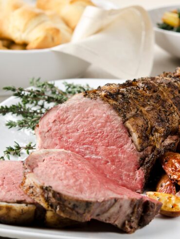 Sliced Beef Tenderloin Roast on a white plate