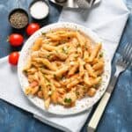 Overhead image of Cajun Chicken Pasta on a plate - 8