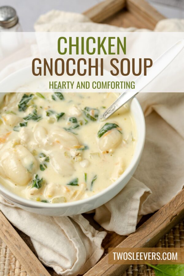 Chicken Gnocchi Soup Pin with text overlay