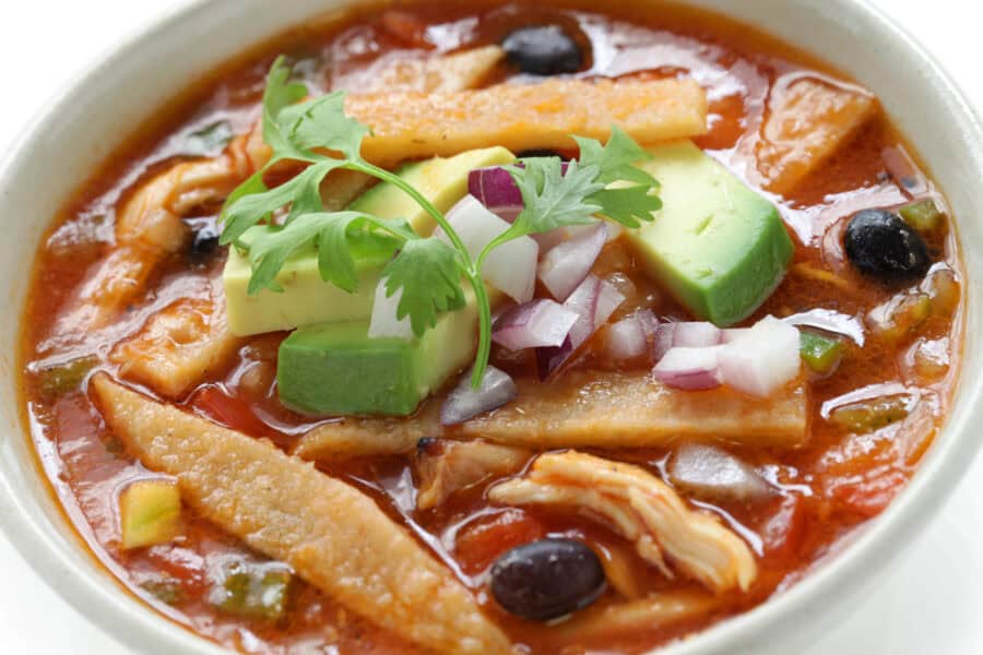 Close up image of Crock Pot Chicken Tortilla Soup