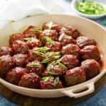 Korean Meatballs in a tan skillet with handles - 8