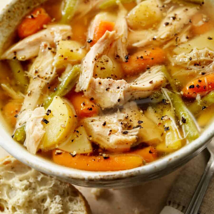 Overhead image of Turkey Stew in a bowl