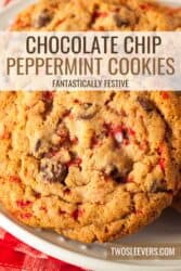 Chocolate Chip Peppermint Cookies Pin with text overlay