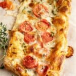 Close up image of Puff Pastry Pizza with toppings - 8