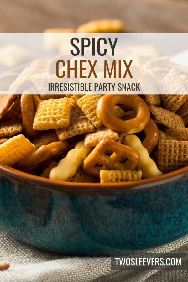 Spicy Chex Mix Pin with text overlay