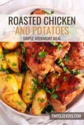 Sheet Pan Chicken and Potatoes Pin with text overlay