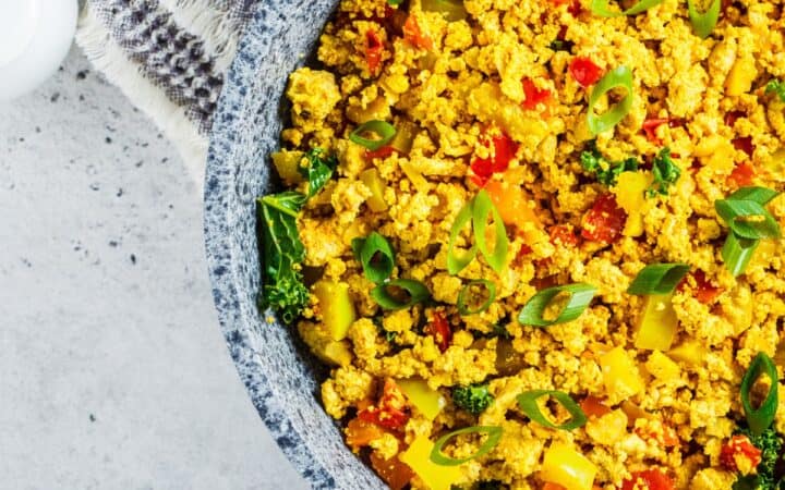 Overhead image of Tofu Scramble in a skillet