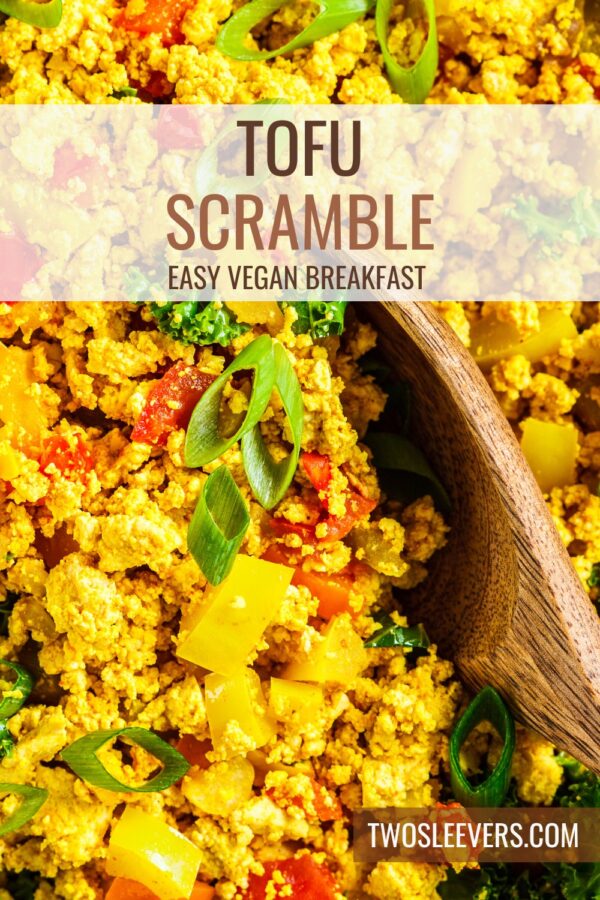 Tofu Scramble Pin with text overlay