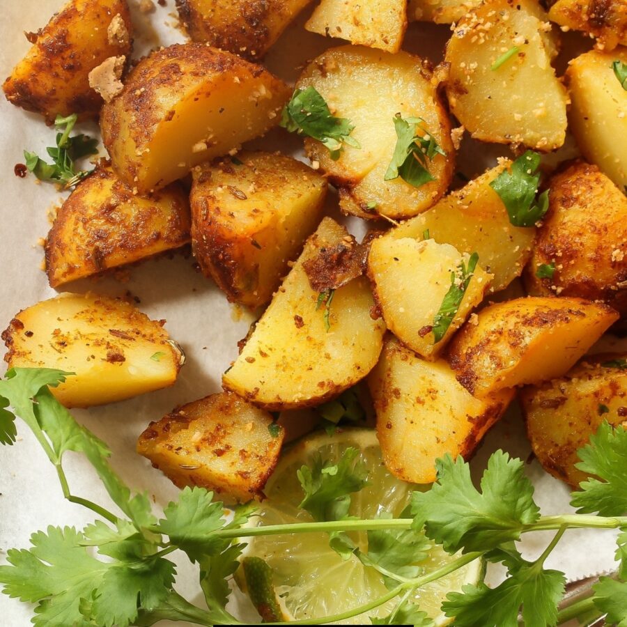 Close up image of air fryer breakfast potatoes