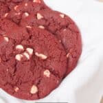 Close up image of Red Velvet Cookies on a white background