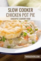 Slow Cooker Chicken Pot Pie Pin with text overlay